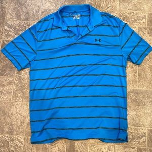 Under Armour heat gear blue striped polo